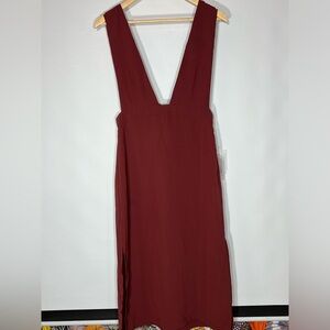 Forever 21 Deep-V Rust Midi Jumper Dress